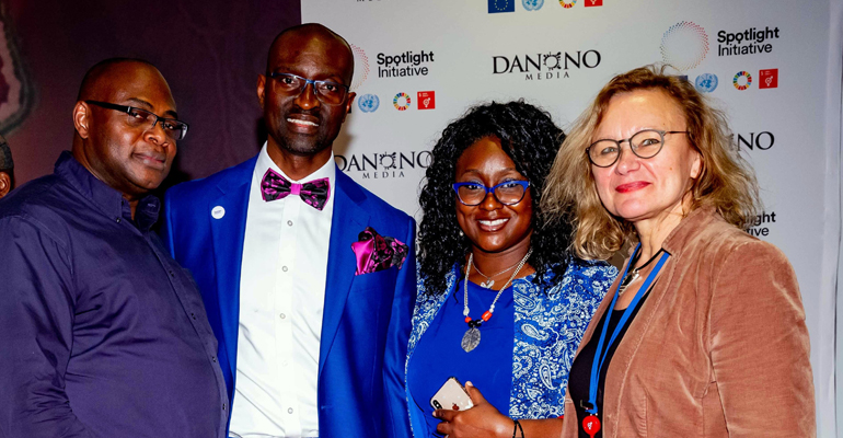 Executive Producer Dr. Seun Sowemimo, with wife Dr. Folake Sowemimo, and Elisabeth Pape (Senior Expert on Conflict Prevention, EU Delegation to the UN) at the special screening of The Milkmaid at the United Nations in New York